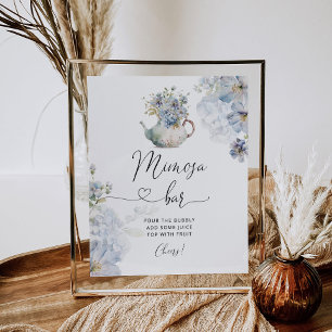Blue floral tea party mimosa bar sign