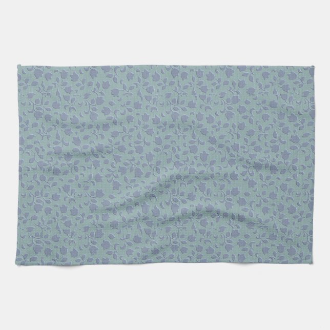 Blue Floral Tea Towel (Horizontal)