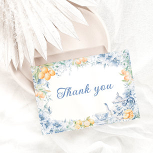 Blue Floral Teapot Wedding Thank You Card