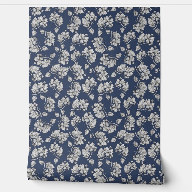 Blue floral texture wallpaper  (Unrolling)