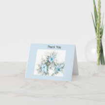 Blue Floral Thank You Card
