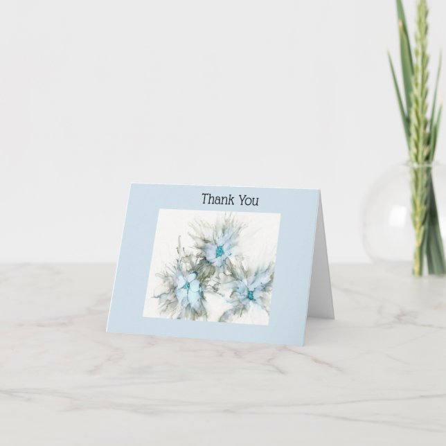 Blue Floral Thank You Card (Front)