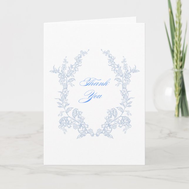 Blue Floral Thank You Card (Front)