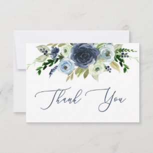 Blue floral thank you card, floral card