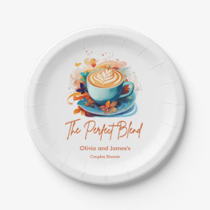 Blue Floral The Perfect Blend Couples Shower Paper Plate