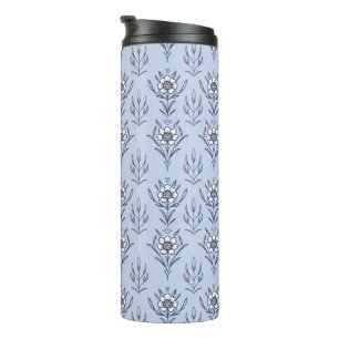 Blue floral thermal tumbler