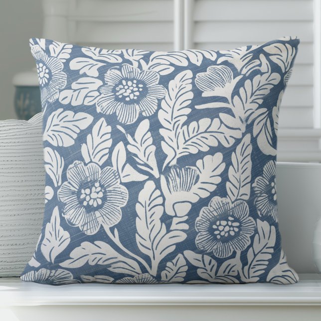 Blue Floral Throw Pillow (Creator Uploaded)