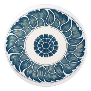 Blue Floral Tile Drawer Knob