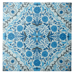 Blue floral tiles