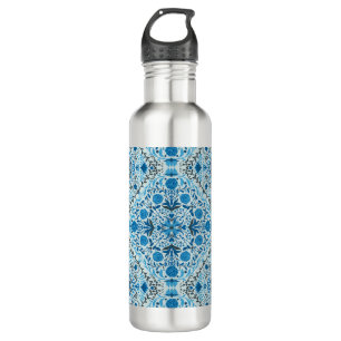 Blue floral tiles 710 ml water bottle