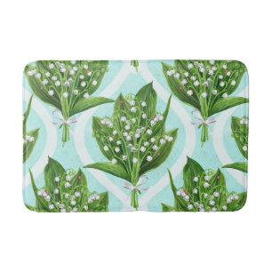 Blue floral tiles bath mat