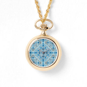 Blue floral tiles watch