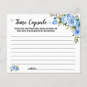 Blue Floral Time Capsule Advice for Baby card