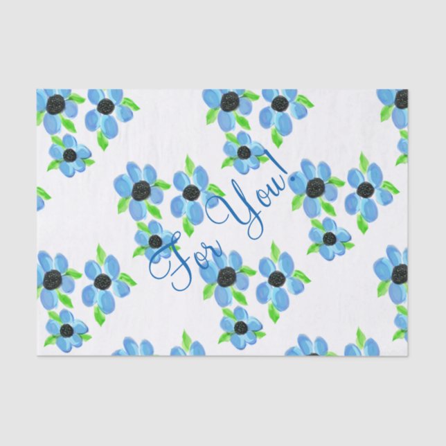 Blue Floral Tissue Paper (Front)