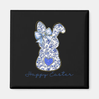 Blue Floral Toile Chinoiserie Bunny Easter For Gir Magnet