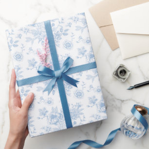 Blue Floral Toile Wrapping Paper