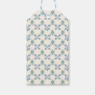 Blue Floral Trellis Garden Pattern Gift Tags