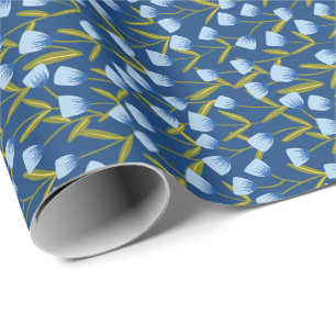 Blue Floral Tulip Gift Wrap / Wrapping Paper