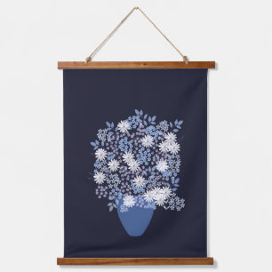 Blue floral vase hanging tapestry