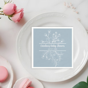 Blue Floral Vintage Baby Shower Napkin