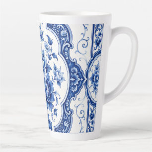 Blue Floral Vintage Latte Mug