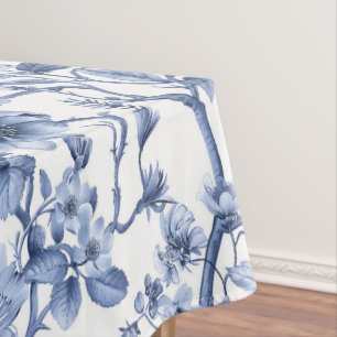 Blue Floral Vintage Toile Pattern  Tablecloth