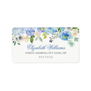 Blue Floral Watercolor Address Labels