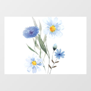 Blue Floral Watercolor Art Elegant Wildflower Ho