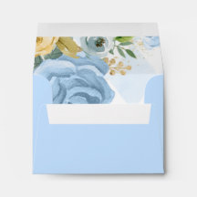 Blue Floral Watercolor Baby Shower Envelope