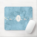 Blue Floral Watercolor Monogram Rustic Mouse Pad<br><div class="desc">Mixed blue shabby chic patterns.  Monogram is added to the middle of the mouse pad.</div>