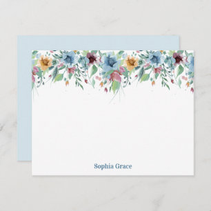 Blue Floral Watercolor Personalised Card