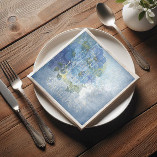 Blue Floral Watercolor Poppies Decoupage Napkin