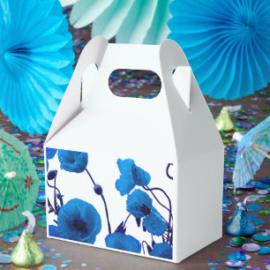 Blue Floral Watercolor Poppy Flowers Summer Garden Favour Box