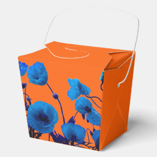 Blue Floral Watercolor Poppy Flowers Summer Sunset Favour Box