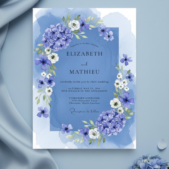 Blue Floral Watercolor Wedding Invitation (Creator Uploaded)