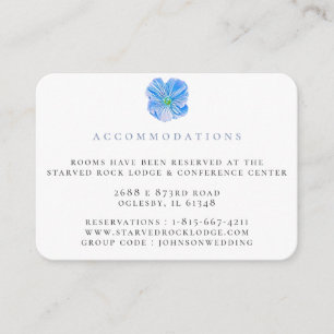 Blue Floral Wedding Accomodations Enclosure Card