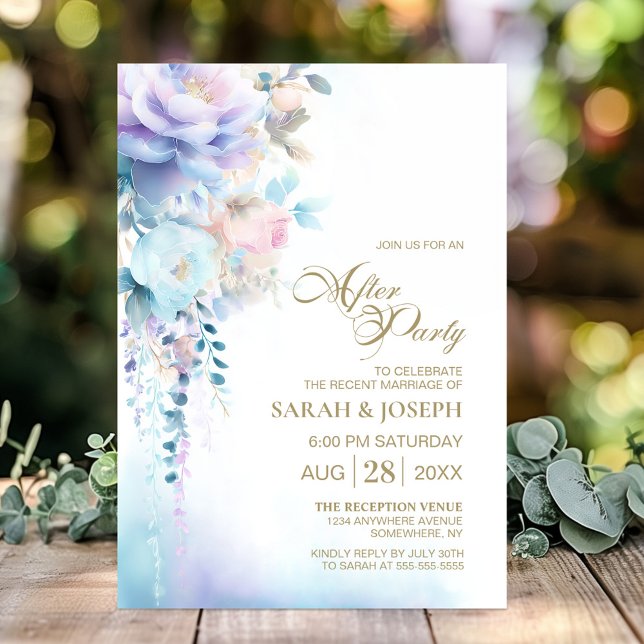 Blue Floral Wedding After Party Invitation (Creator Uploaded)