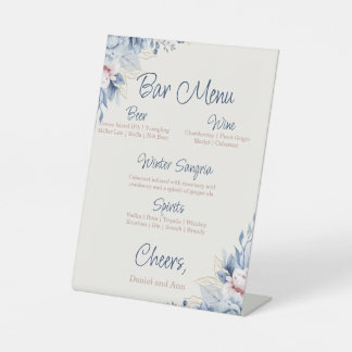 Blue Floral Wedding Bar Sign