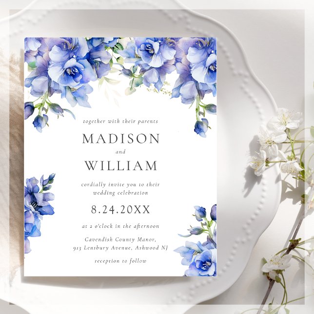 Blue Floral Wedding Budget Invitation (Creator Uploaded)