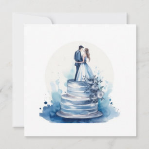  Blue Floral Wedding Cake Save  The Date
