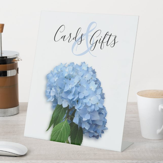 Blue Floral Wedding Cards n Gifts Table Sign (In SItu)