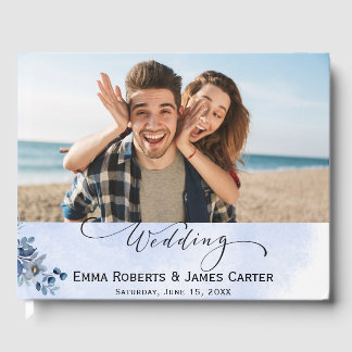 Blue Floral Wedding Classic Guest Book