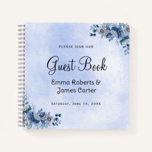 Blue Floral Wedding Delight Guest Book