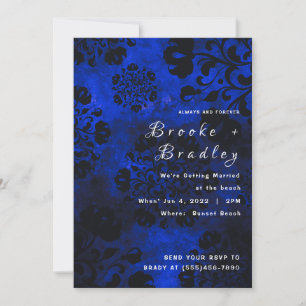 Blue Floral Wedding Invitation