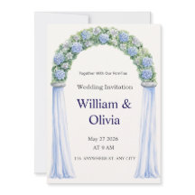 Blue Floral Wedding Invitation