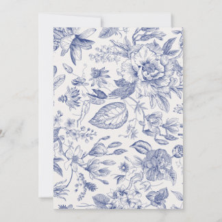 Blue Floral Wedding Invitation
