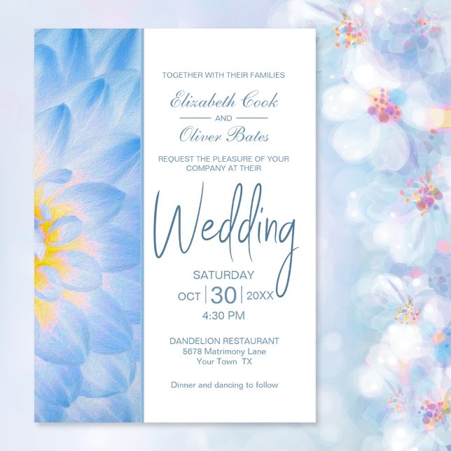 Blue Floral Wedding Invitation (Creator Uploaded)