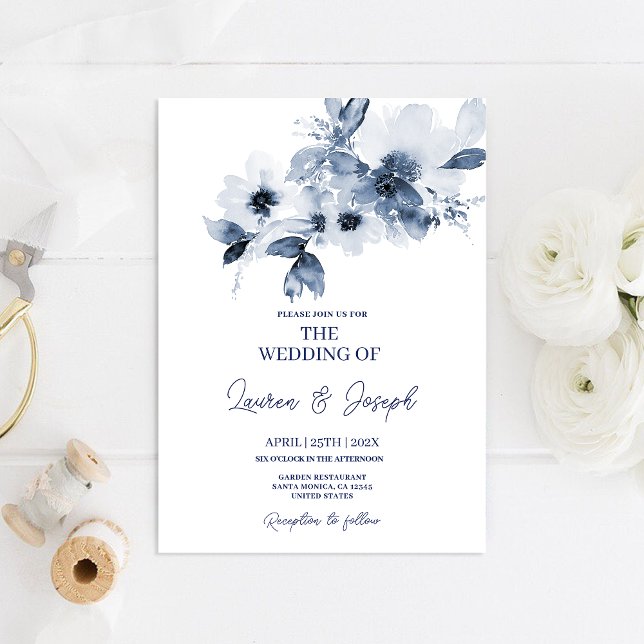 Blue Floral Wedding invitation (Creator Uploaded)