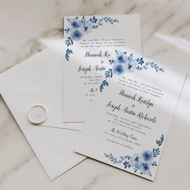 blue floral wedding invitation (Creator Uploaded)