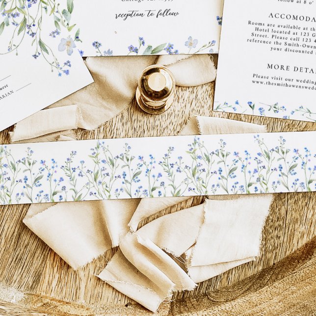 Blue Floral Wedding  Invitation Belly Band (Creator Uploaded)